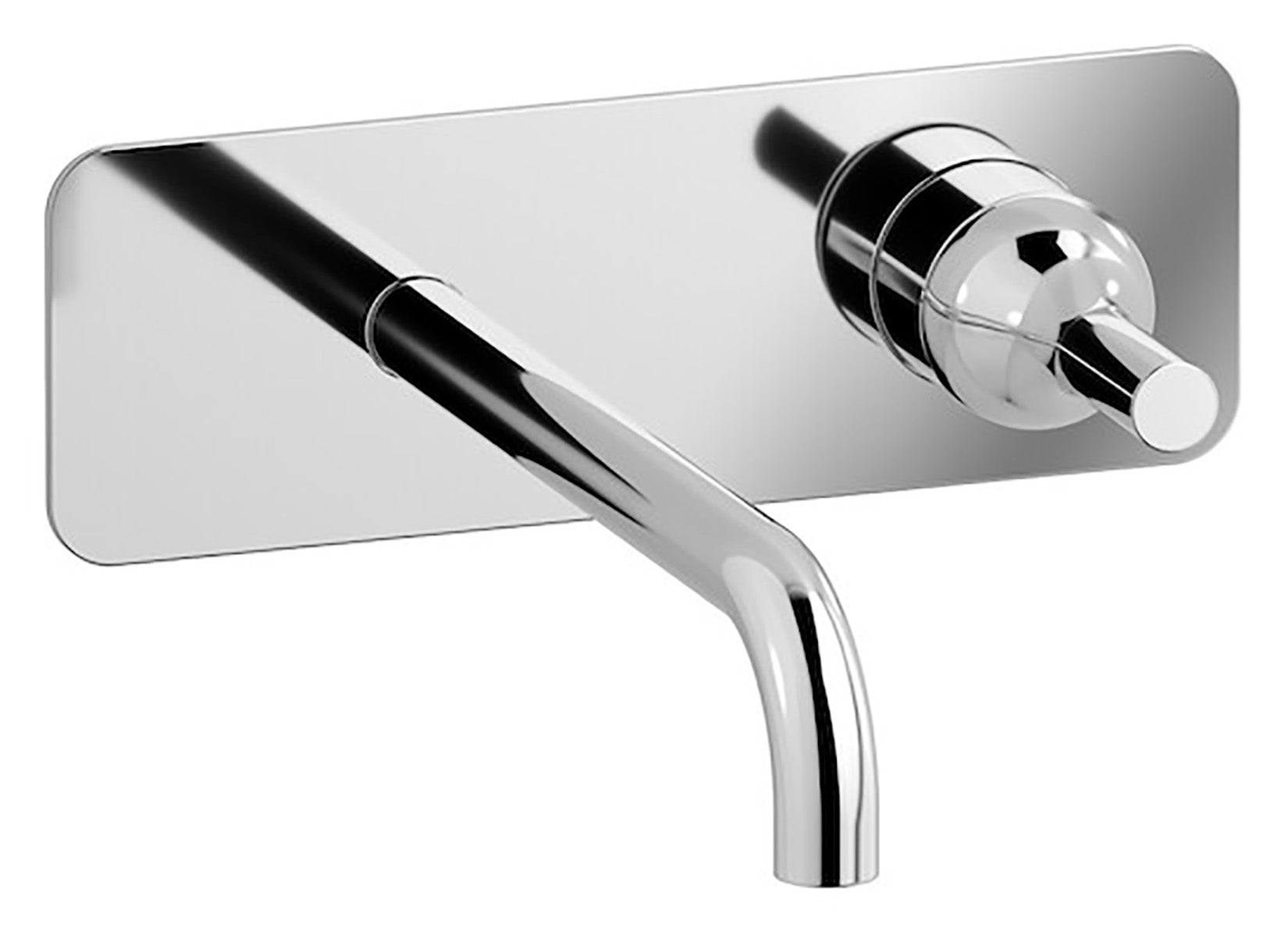 Miscelatore rubinetto lavabo incasso con bocca lunga completo di piletta di scarico click-clack IB Rubinetti Batlò parete muro bagno rubinetteria cromato ottone