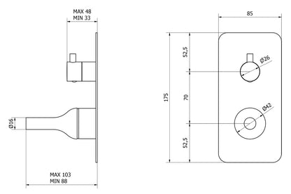 Miscelatore doccia ad incasso due vie completo marca IB rubinetti modello Batlò rubinetteria ottone cromato bagno