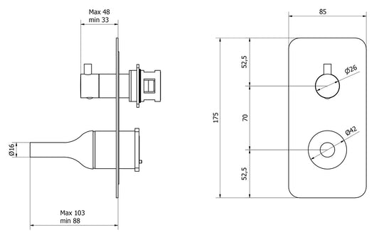 Miscelatore doccia ad incasso tre vie completo marca IB rubinetti modello Batlò rubinetteria ottone cromato bagno