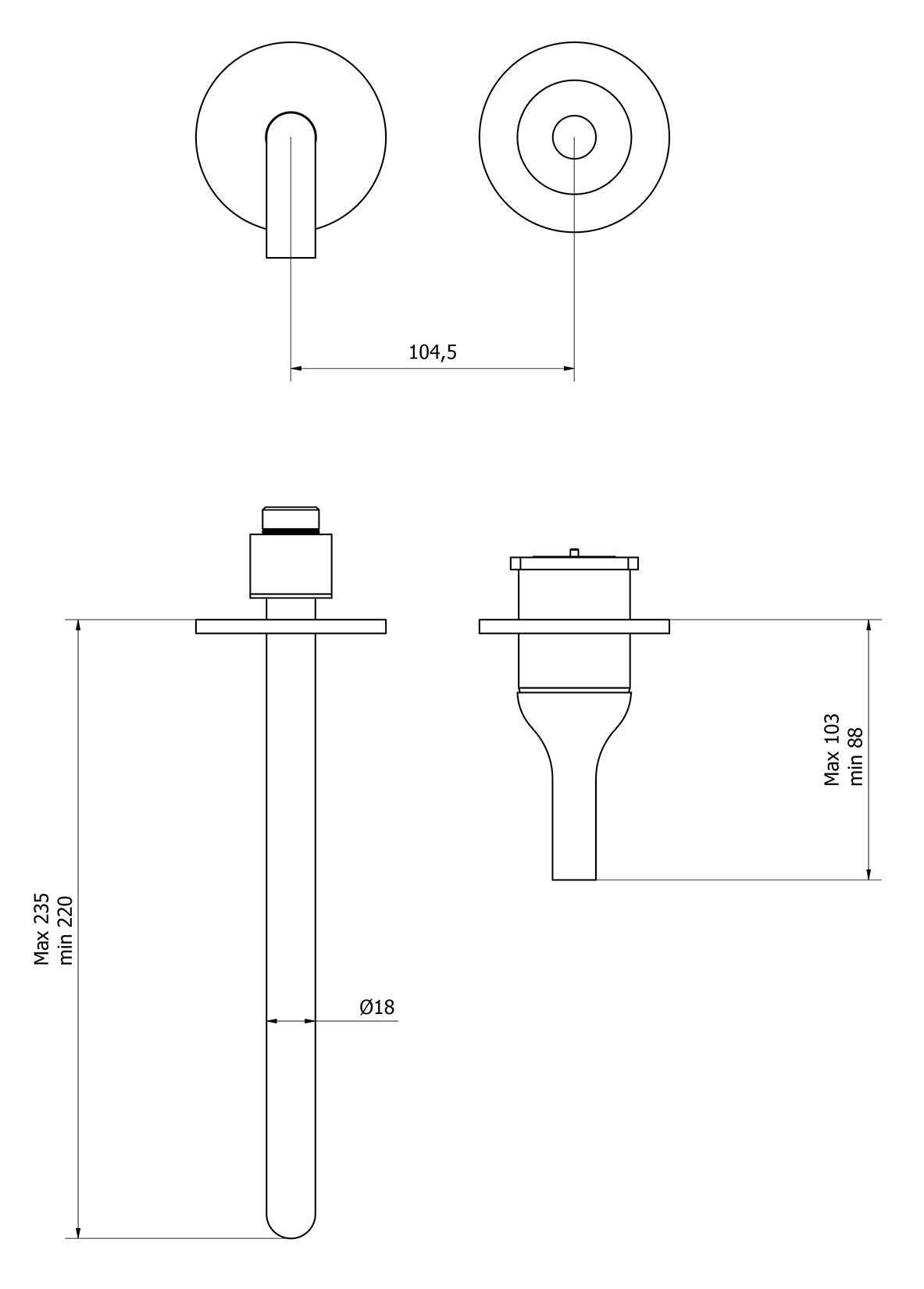 We Are Ib Rubinetti Batlò EBI407CC Miscelatore Monocomando Lavabo Incasso Completo Parete 1 Leva 2 Fori Meccanico Moderno Senza Piastra Lunghezza 235 mm Con Piletta di Scarico Click - Clack Ottone Cromata Parte Interna Esterna Incluse