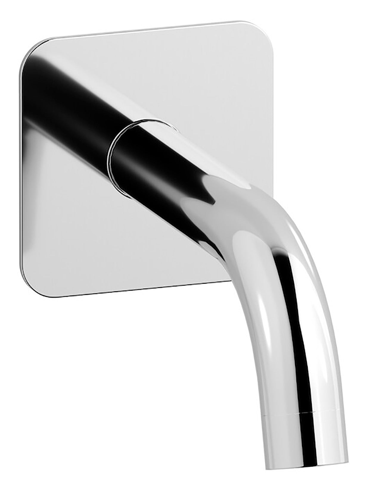 We Are Ib Rubinetti Batlò MT320CC_22 Bocca a Muro Lunghezza 147 mm Con Piastra Quadrata Getto Erogazione Uscita Acqua Installazione Parete Materiale Ottone Finitura Cromata Stile Moderno Monoforo