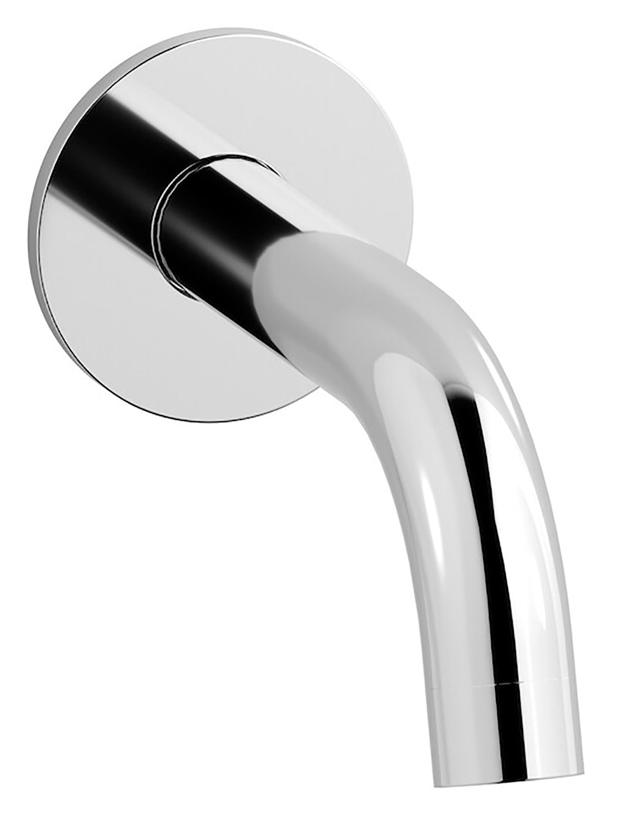 We Are Ib Rubinetti Batlò MT320CC_23 Bocca a Muro Lunghezza 148 mm Con Piastra Ad Anello Tondo Getto Erogazione Uscita Acqua Installazione Parete Materiale Ottone Finitura Cromata Stile Moderno Monoforo