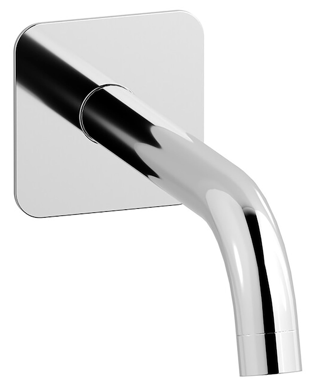 We Are Ib Rubinetti Batlò MT322CC_22 Bocca a Muro Lunghezza 197 mm Con Piastra Quadrata Getto Erogazione Uscita Acqua Installazione Parete Materiale Ottone Finitura Cromata Stile Moderno Monoforo