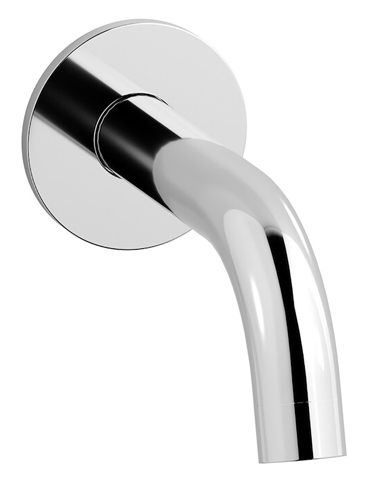 We Are Ib Rubinetti Batlò MT327CC_23 Bocca a Muro Per Vasca Lunghezza 148 mm Con Piastra Ad Anello Tondo Getto Erogazione Uscita Acqua Installazione Parete Materiale Ottone Finitura Cromata Stile Moderno Monoforo