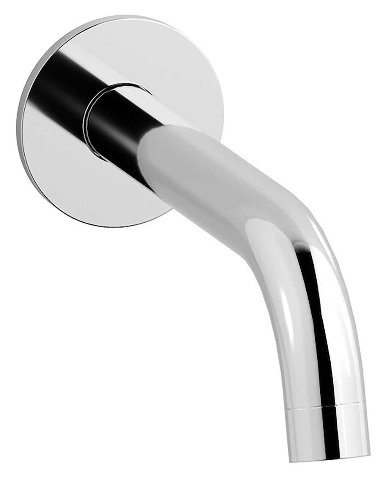 We Are Ib Rubinetti Batlò MT328CC_23 Bocca Lunga a Muro Per Vasca Lunghezza 198 mm Con Piastra Ad Anello Tondo Getto Erogazione Uscita Acqua Installazione Parete Materiale Ottone Finitura Cromata Stile Moderno Monoforo