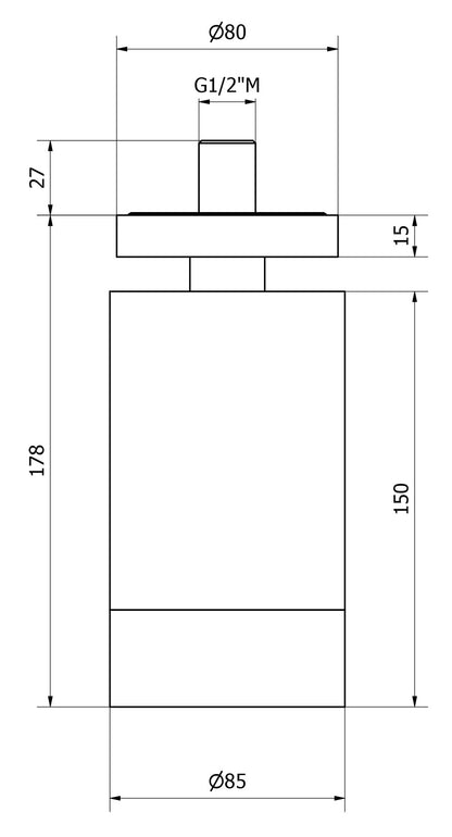 We Are Ib Batlò RR085CC_1 Soffione Doccia a Soffitto Diametro 85 mm Con Braccio Ø 80 mm Lunghezza 178 mm Materiale Ottone Finitura Cromata Forma Cilindrica Tonda
