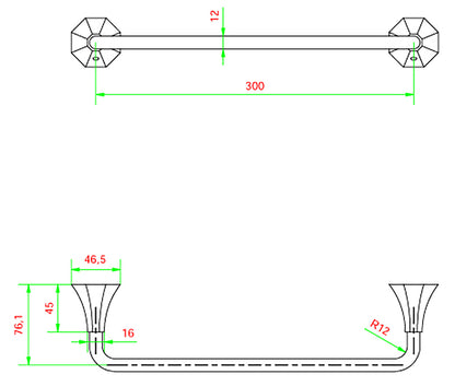 Porta asciugamano per bidet a muro 300X76Xh46,5 mm marca IB rubinetti modello Belmondo finitura ottone cromato rivenditore autorizzato parete accessori bagno arredamento campania garanzia 10 anni azienda certificata made in italy