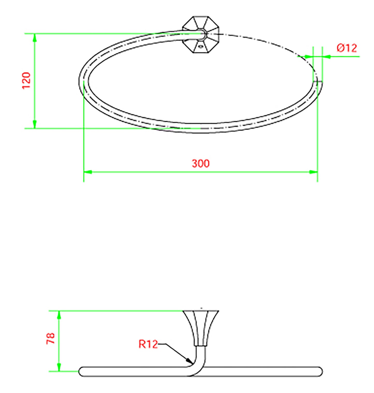 Porta asciugamano a muro ad anello 300X78X h120 mm marca IB rubinetti modello Belmondo finitura ottone cromato rivenditore autorizzato parete accessori bagno arredamento campania garanzia 10 anni azienda certificata made in italy