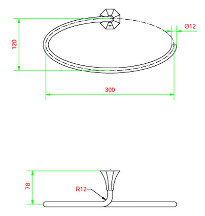 Porta asciugamano a muro ad anello 300X78X h120 mm marca IB rubinetti modello Belmondo finitura ottone cromato rivenditore autorizzato parete accessori bagno arredamento campania garanzia 10 anni azienda certificata made in italy