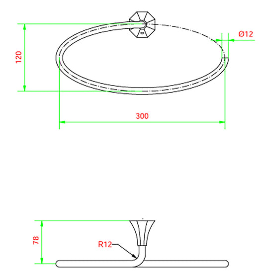 Porta asciugamano a muro ad anello 300X78X h120 mm marca IB rubinetti modello Belmondo finitura ottone cromato rivenditore autorizzato parete accessori bagno arredamento campania garanzia 10 anni azienda certificata made in italy
