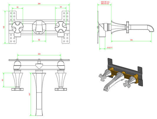 Lavabo a parete marca IB rubinetti modello Belmondo rubinetteria rubinetto ottone cromato bagno casa Rivenditore Autorizzato Campania Arredamento Arredo Finitura Cromo Fontana Acqua 10 anni garanzia qualità