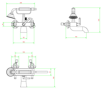 Miscelatore gruppo vasca esterno a parete completo di accessori doccia marca IB rubinetti modello Belmondo Elle rubinetteria rubinetto ottone cromato bagno casa Rivenditore Autorizzato Campania Arredamento Arredo Finitura Cromo Fontana azienda certificata
