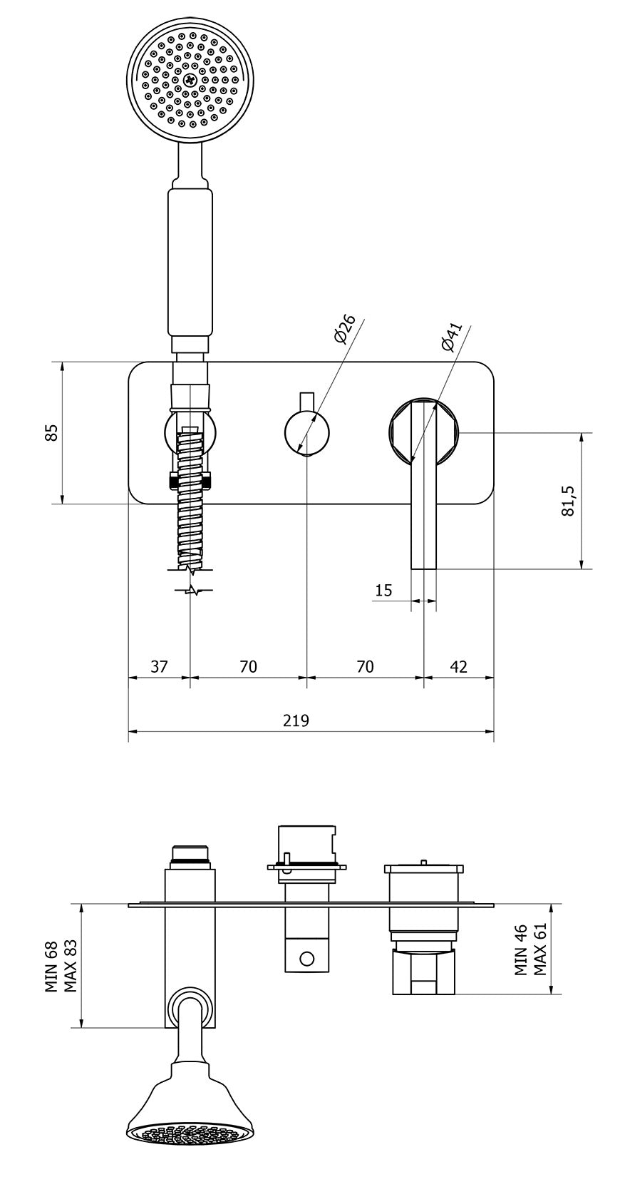Miscelatore doccia incasso tre vie con kit doccia integrato nella placca marca IB rubinetti modello Belmondo Elle rubinetteria rubinetto ottone cromato bagno casa Rivenditore Autorizzato Campania Arredamento Arredo Finitura Cromo Fontana azienda certifica