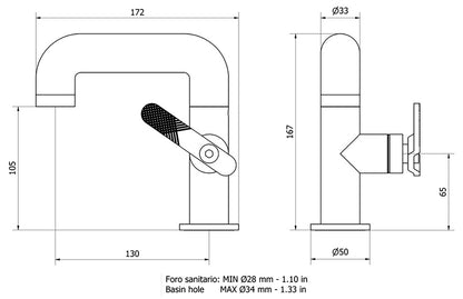 Miscelatore lavabo marca IB Rubinetti modello Lever Flat finitura ottone cromato appoggio monoforo completo piletta scarico click-clack bagno leva piatta rubinetto rubinetteria fontana mix rivenditore autorizzato campania napoli garanzia 10 anni qualità