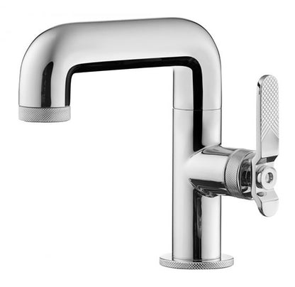 Miscelatore lavabo marca IB Rubinetti modello Lever Flat finitura ottone cromato appoggio monoforo completo piletta scarico click-clack bagno leva piatta rubinetto rubinetteria fontana mix rivenditore autorizzato campania napoli garanzia 10 anni qualità