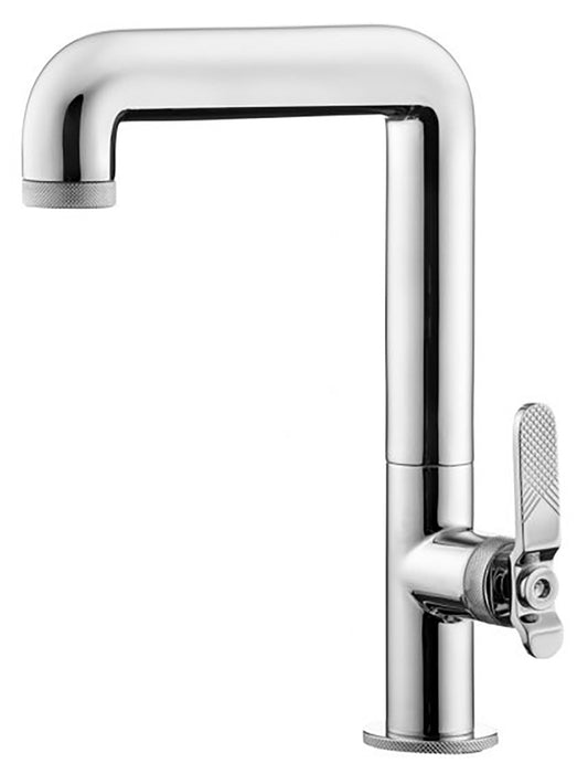 Miscelatore lavabo alto marca IB Rubinetti modello Lever Flat finitura ottone cromato appoggio monoforo completo piletta scarico click-clack bagno leva piatta rubinetto rubinetteria fontana rivenditore autorizzato campania napoli garanzia 10 anni qualità