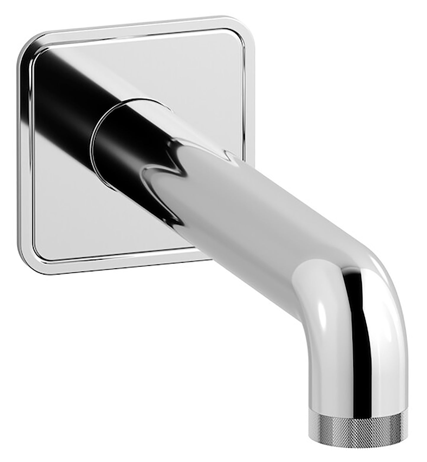 We Are Ib Rubinetti Bold Lever Flat B2327CC_22 Bocca a Muro Per Vasca Lunghezza 247 mm Con Piastra Quadrata Getto Erogazione Uscita Acqua Installazione Parete Materiale Ottone Finitura Cromata Stile Moderno Monoforo