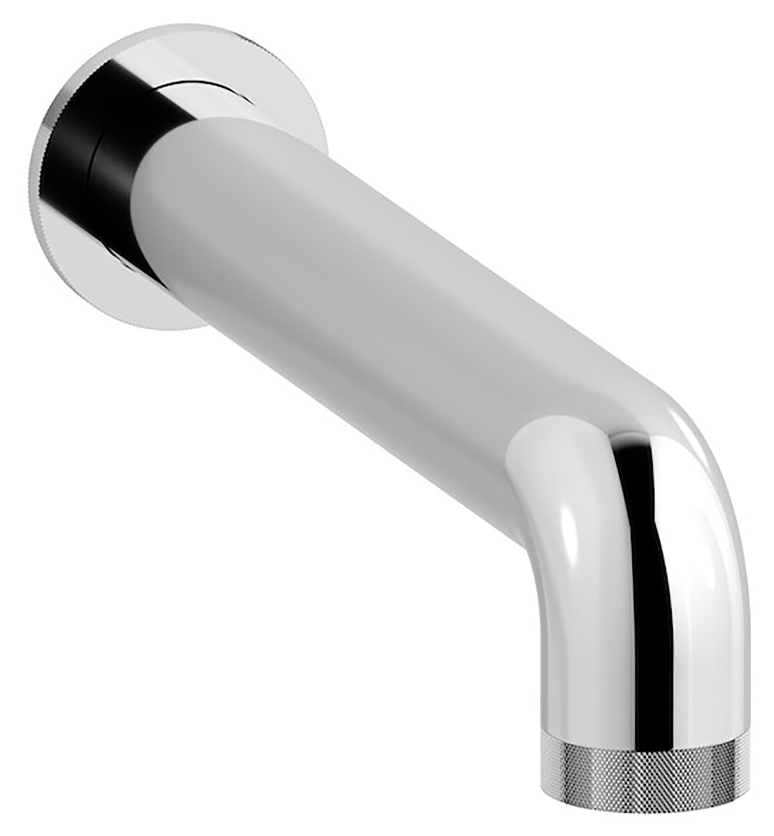 We Are Ib Rubinetti Bold Lever Flat B2327CC_23 Bocca a Muro Per Vasca Lunghezza 247 mm Con Anello Tondo Getto Erogazione Uscita Acqua Installazione Parete Materiale Ottone Finitura Cromata Stile Moderno Monoforo