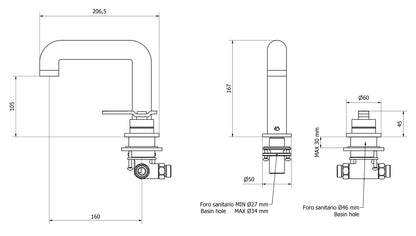 We Are Ib Rubinetti Bold Lever Flat B2394CC Miscelatore Lavabo Installazione Ad Appoggio 1 Leva 2 Fori Miscelazione Meccanica Stile Moderno Lunghezza 206,5 mm Altezza 167 mm Materiale Ottone Finitura Cromata Parte Interna Esterna Incluse