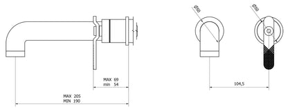 We Are Ib Rubinetti Bold Lever Flat EB2406CC Miscelatore Monocomando Lavabo Incasso Completo Parete 1 Leva 2 Fori Meccanico Moderno Senza Piastra Lunghezza 205 mm Con Piletta di Scarico Click - Clack Ottone Cromata Parte Interna Esterna Incluse