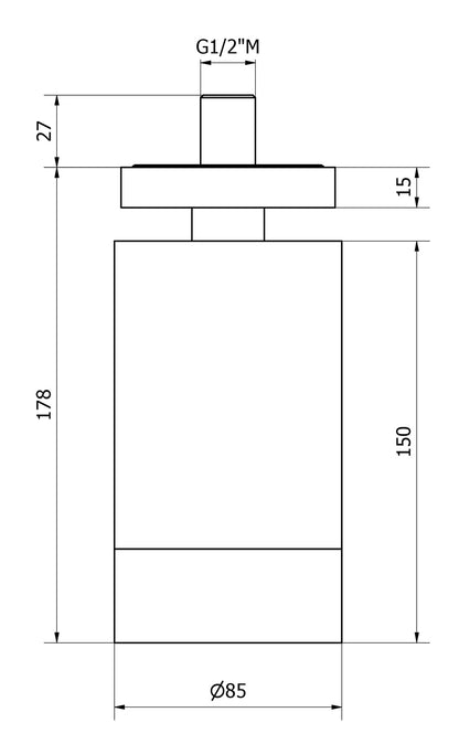 We Are Ib Bold Lever Flat ID085CC_1 Soffione Doccia a Soffitto Diametro 85 mm Con Braccio Ø 80 mm Lunghezza 178 mm Materiale Ottone Finitura Cromata Forma Cilindrica Tonda