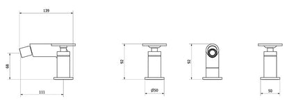 Miscelatore bidet marca IB Rubinetti modello Bold Round finitura ottone cromato appoggio tre fori due leve tonde completo piletta scarico click-clack rubinetto rubinetteria mix fontana acqua bagno rivenditore autorizzato campania napoli garanzia 10 anni