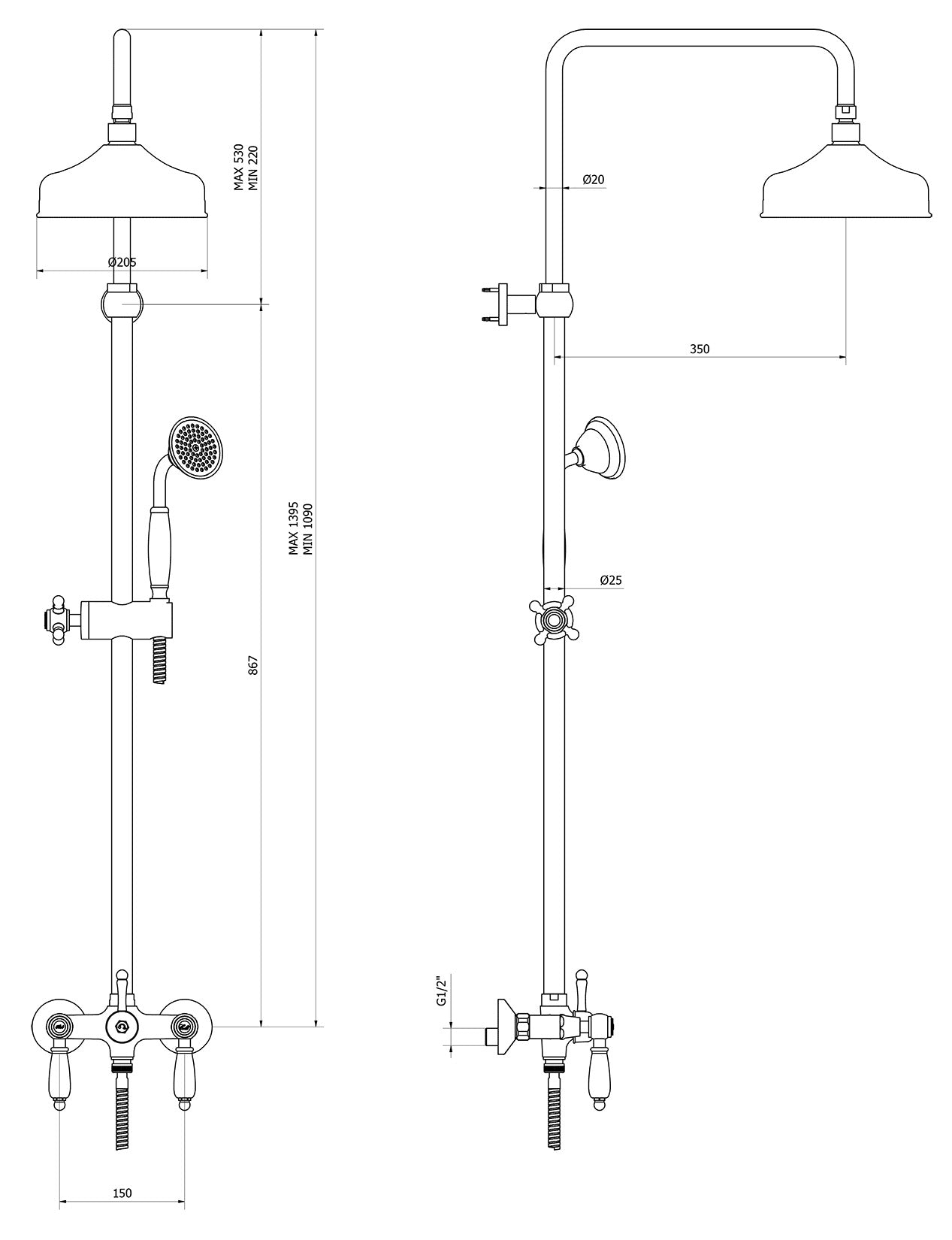 Colonna doccia completa di miscelatore di kit doccia marca IB rubinetti modello Hermes Elle rubinetteria rubinetto ottone cromato bagno casa fontana finitura cromo rivenditore autorizzato campania arredo qualità garanzia 10 anni made in italy azienda 