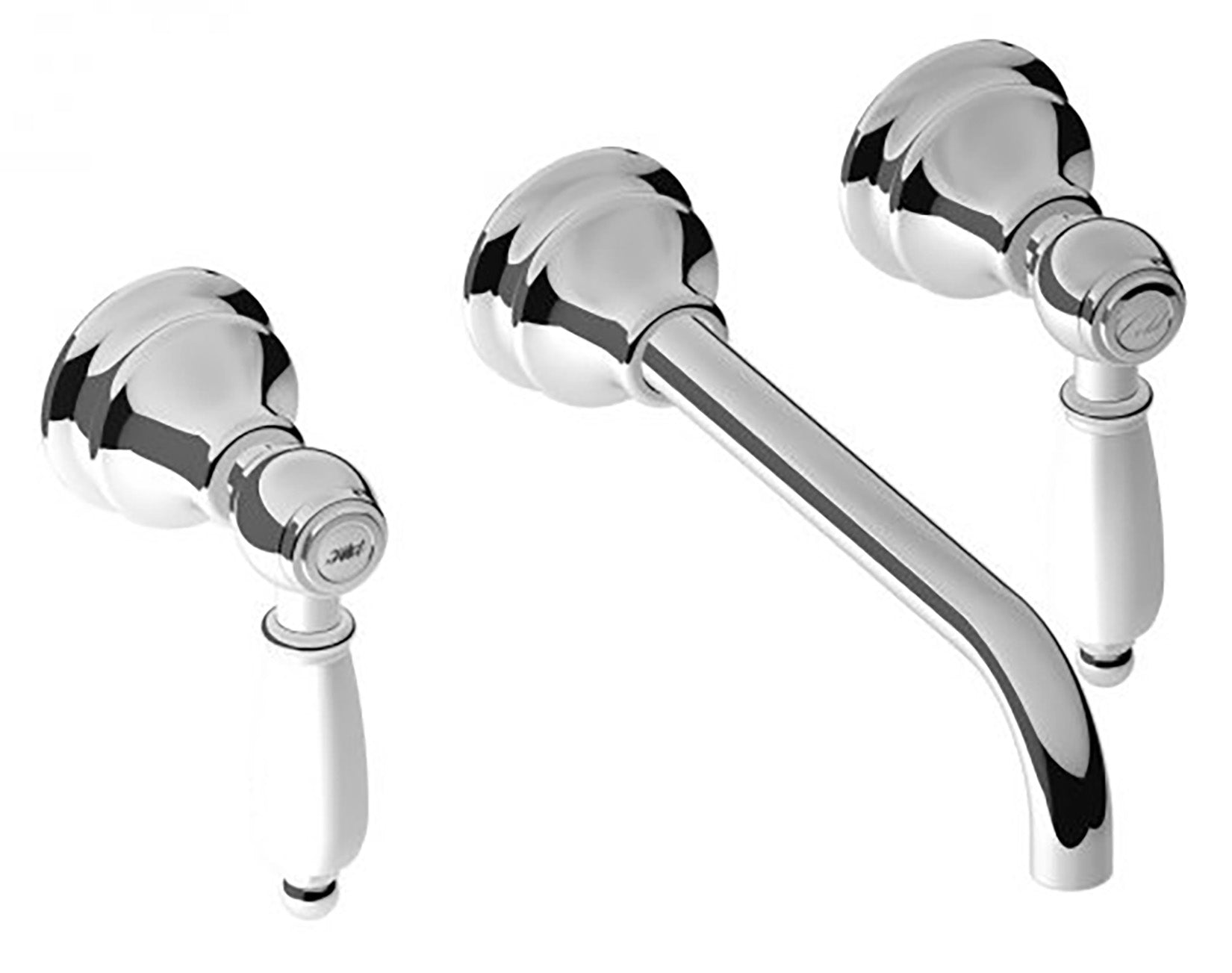 Miscelatore lavabo ad incasso bocca lunga completo di piletta di scarico Click-Clack marca IB rubinetti modello Hermes Elle rubinetteria rubinetto ottone cromato bagno casa parete muro fontana finitura cromo rivenditore autorizzato campania arredamento