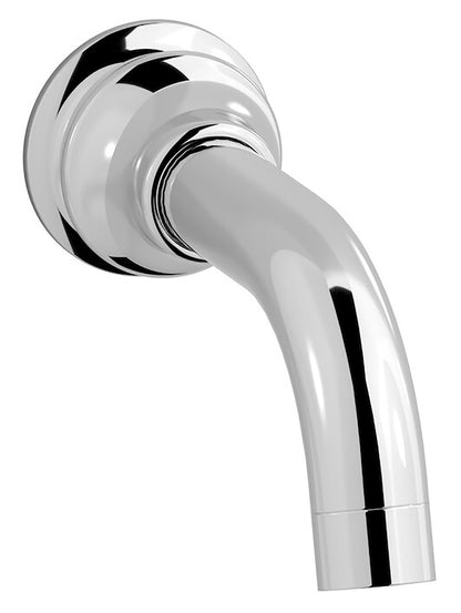 We Are Ib Rubinetti Hermes HR327CC Bocca a Muro Lunghezza 148 mm Con Anello Tondo Getto Erogazione Uscita Acqua Installazione Parete Materiale Ottone Finitura Cromata Stile Classico Monoforo