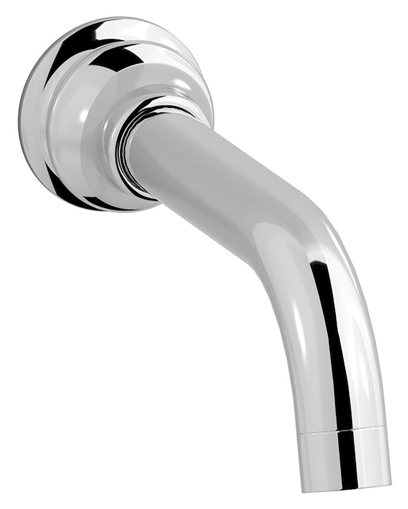 We Are Ib Rubinetti Hermes HR328CC Bocca a Muro Lunghezza 198 mm Con Anello Tondo Getto Erogazione Uscita Acqua Installazione Parete Materiale Ottone Finitura Cromata Stile Classico Monoforo