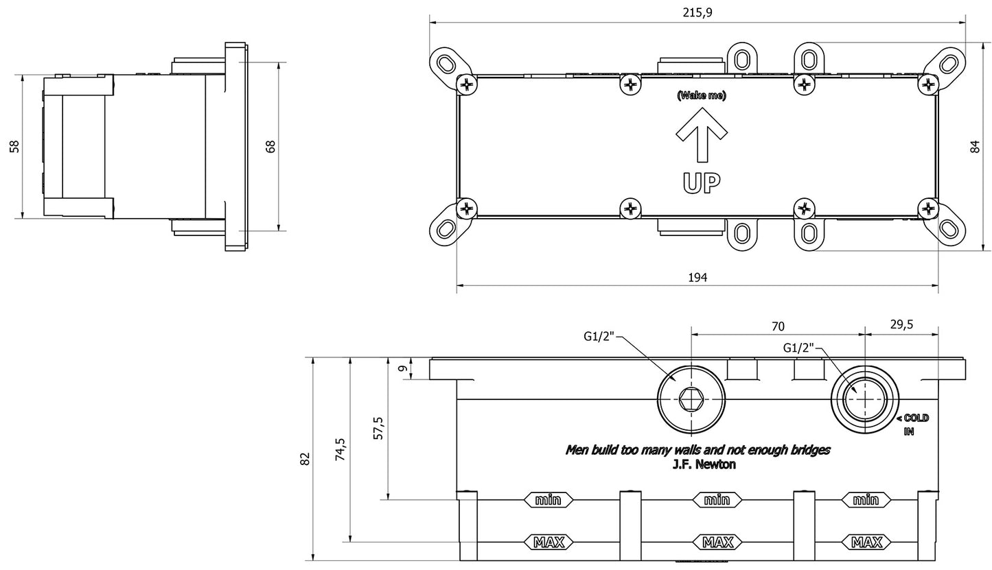 Miscelatore doccia incasso tre vie con kit doccia integrato nella placca marca IB rubinetti modello Batlò rubinetteria ottone cromato bagno