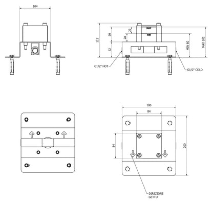 Miscelatore bordo vasca da terra completo di kit doccia marca IB rubinetti modello Batlò rubinetteria rubinetto ottone cromato bagno pavimento