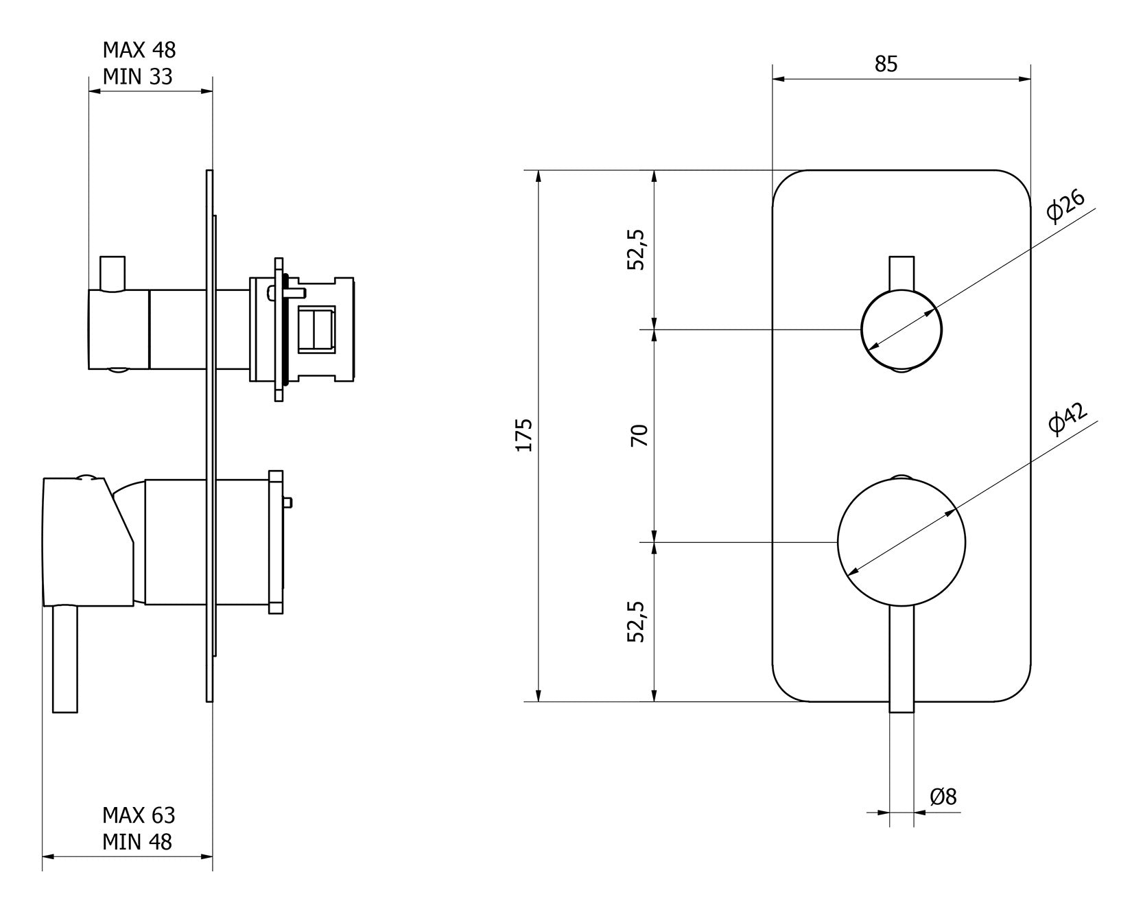 Miscelatore doccia incasso due vie completo marca IB rubinetti modello MilanoTorino rubinetteria rubinetto ottone cromato bagno fontana finitura cromo rivenditore autorizzato campania arredamento qualità made in italy azienda certificata garanzia 10 anni