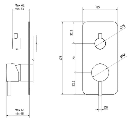 Miscelatore doccia incasso tre vie completo marca IB rubinetti modello MilanoTorino rubinetteria rubinetto ottone cromato bagno fontana finitura cromo rivenditore autorizzato campania arredamento qualità made in italy azienda certificata garanzia 10 anni