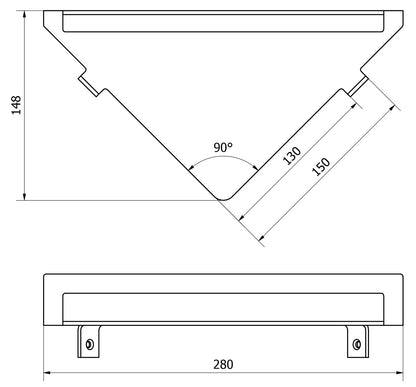 We Are Ib Rubinetti Officina OF016CC Mensola Angolare Porta Oggetti Per Bagno Larghezza 280 mm Profondità 148 mm Altezza 40 mm Installazione Parete Materiale Ottone Finitura Cromata Stile Moderno