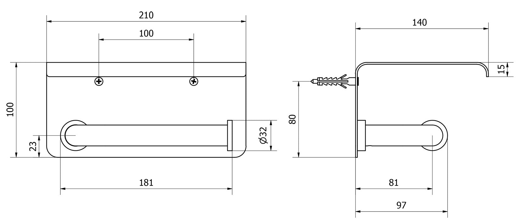 We Are Ib Rubinetti Officina OF017CC Porta Rotolo Per Carta Igienica Con Copertura Larghezza 210 mm Profondità 140 mm Altezza 100 mm Installazione Parete Materiale Ottone Finitura Cromata Stile Moderno