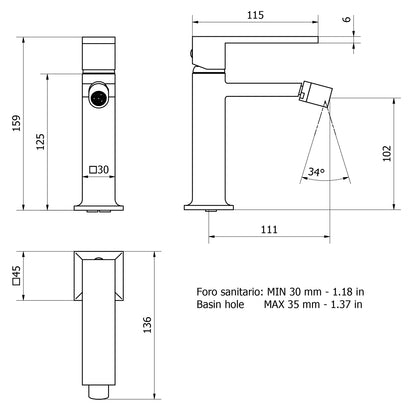 Miscelatore bidet mini completo di piletta di scarico click-clack marca IB rubinetti modello Rubacuori rubinetteria rubinetto ottone cromato fontana finitura cromo rivenditore autorizzato qualità campania arredamento garanzia 10 anni azienda certificata