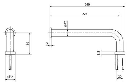 We Are Ib Rubinetti Solferino SO006CC Porta Salvietta Lunghezza 240 mm Profondità 69 mm Installazione Parete Materiale Ottone Finitura Cromata Stile Moderno