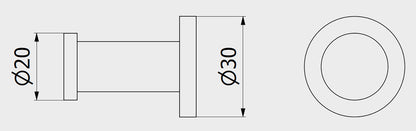 We Are Ib Rubinetti Solferino SO008CC Appendino Per Abiti Accappatoio Asciugamani Tondo Diametro Ø 20 mm Profondità 39,5 mm Installazione Parete Materiale Ottone Finitura Cromata Stile Moderno