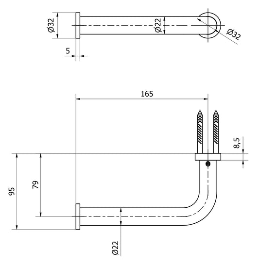 We Are Ib Rubinetti Solferino SO011CC Porta Rotolo Per Carta Igienica Tondo Diametro Ø 22 mm Lunghezza 181 mm Profondità 95 mm Installazione Parete Materiale Ottone Finitura Cromata Stile Moderno