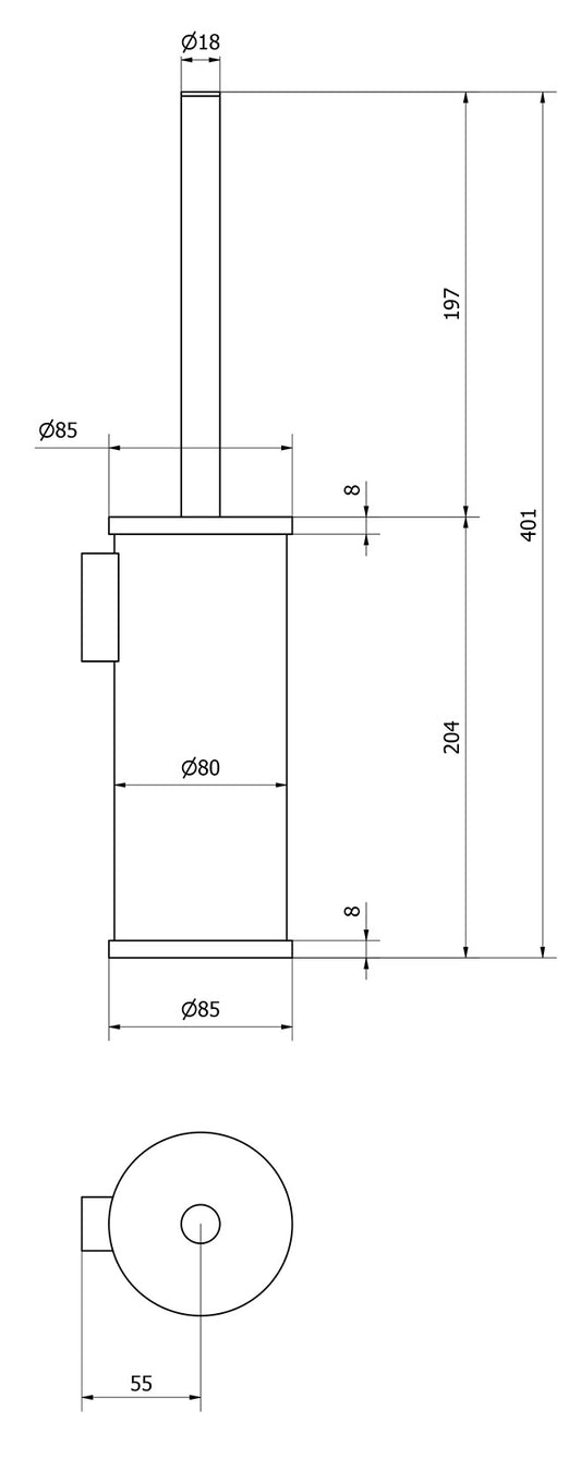 We Are Ib Rubinetti Solferino SO012CC Portascopino da Terra o a Parete Per Bagno Altezza 401 mm Diametro Ø 85 mm Installazione Ad Appoggio Parete Materiale Ottone Finitura Cromata Stile Moderno