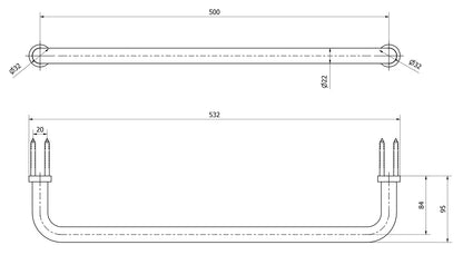 We Are Ib Rubinetti Solferino SO014CC Porta Salvietta Lunghezza 532 mm Profondità 95 mm Installazione Parete Materiale Ottone Finitura Cromata Stile Moderno