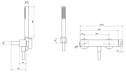 Miscelatore doccia a parete esterno completo di kit doccia marca IB rubinetti modello SuperBox rubinetteria rubinetto ottone cromato fontana finitura cromo rivenditore autorizzato campania arredamento qualità  garanzia 10 anni azienda certificata 