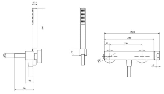 Miscelatore doccia a parete esterno completo di kit doccia marca IB rubinetti modello SuperBox rubinetteria rubinetto ottone cromato fontana finitura cromo rivenditore autorizzato campania arredamento qualità  garanzia 10 anni azienda certificata 