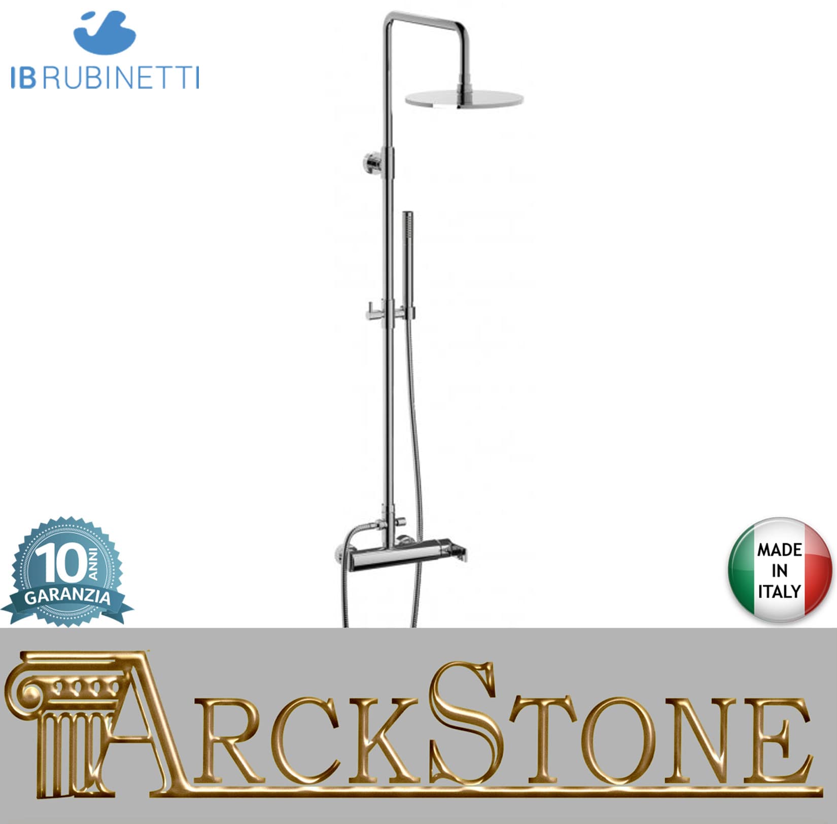 IB Rubinetti WHYNOT? Gruppo Colonna Doccia Attrezzata Multifunzione A Parete Frontale Miscelatore Meccanico Materiale Ottone Finitura Cromata Senza Indromassaggio Con Doccetta E Soffione Anticalcare