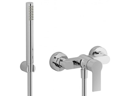 IB Rubinetti WHYNOT? Miscelatore Doccia Esterno Meccanico Installazione A Parete 3 Fori A 1 Via Monocomando Senza Piastra Con Doccetta Stile Moderno Materiale Ottone Finitura Cromata