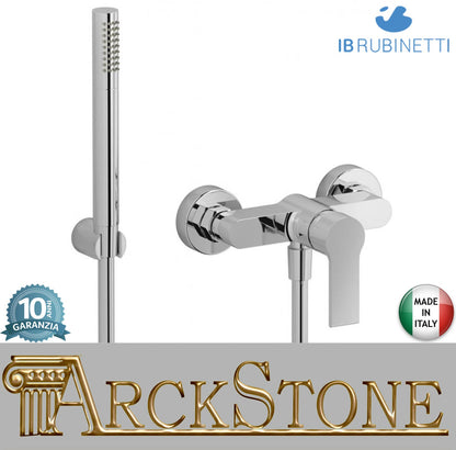 IB Rubinetti WHYNOT? Miscelatore Doccia Esterno Meccanico Installazione A Parete 3 Fori A 1 Via Monocomando Senza Piastra Con Doccetta Stile Moderno Materiale Ottone Finitura Cromata