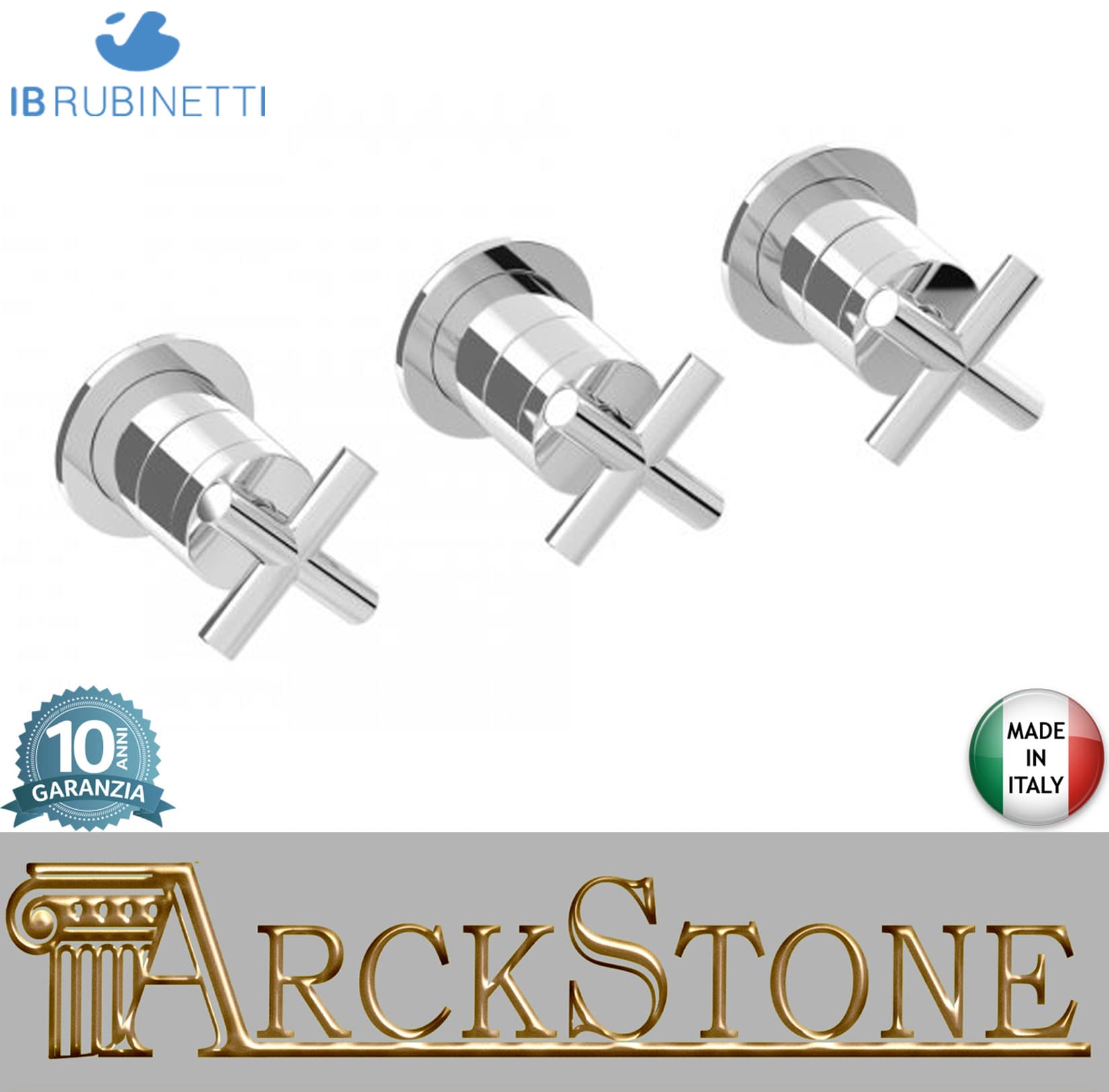 IB Rubinetti WOW Miscelatore Doccia Incasso A Parete 3 Fori 2 Vie Miscelatore Meccanico 2 Leve Senza Piastra Stile Moderno Materiale Ottone Finitura Cromata