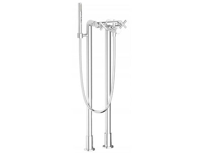 IB Rubinetti WOW Miscelatore Bordo Vasca A Pavimento Con Doccetta 2 Fori 2 Leve Senza Piastra Stile Moderno Materiale Ottone Finitura Cromata