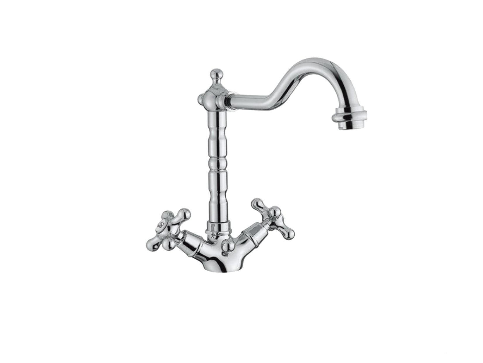 Miscelatore Monoforo Lavabo Piletta Scarico Automatico 1" 1/4" E Vitone Ceramico Duemmeggi Oxford Appoggio 1 Foro 2 Leve Manopole Stile Classico Lunghezza 180 mm Altezza 228 mm Materiale Ottone Finitura Cromata Made in Italy Garanzia 5 Anni